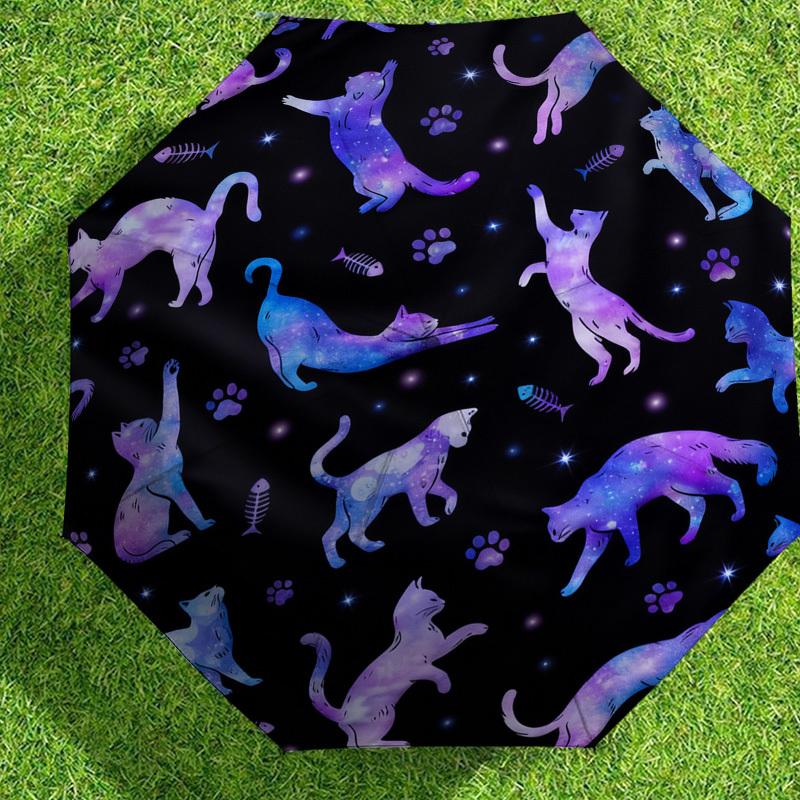 1pc Galaxy Cats Pattern Umbrella Design Automatic Opening and Closing Umbrella, High-quality Travel Umbrella,  C1128160