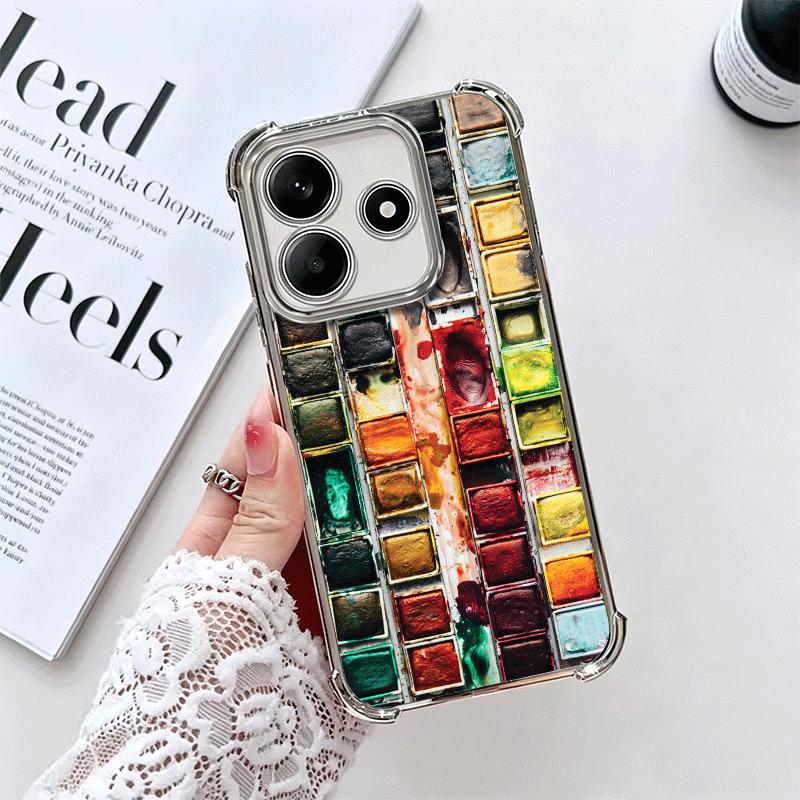 Watercolors Set Paint Palette Soft Phone Case For Xiaomi Redmi Note 14 15 Pro Plus 13 12 11S 11T 5G 10 9S 9 Plating Anti-Fall Fu