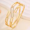Fashionable Wide Version Hollow Square Titanium Steel Women’s Elegant Versatile Design and Temperament Bracelet