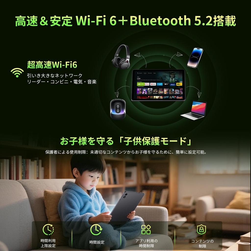 Android 15 Tablet mit Bluetooth GMS Widevine Face Wireless Split und inklusive Stift [Erstes Tablet mit großem Bildschirm] 10-Zoll Wi-Fi, 18GB+128GB+1TB