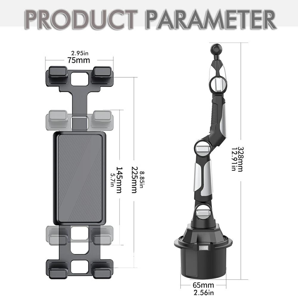 S258 Universal Car Cup Holder Phone Tablet Mount Adjustable Arm 360 Degree Rotation Stand