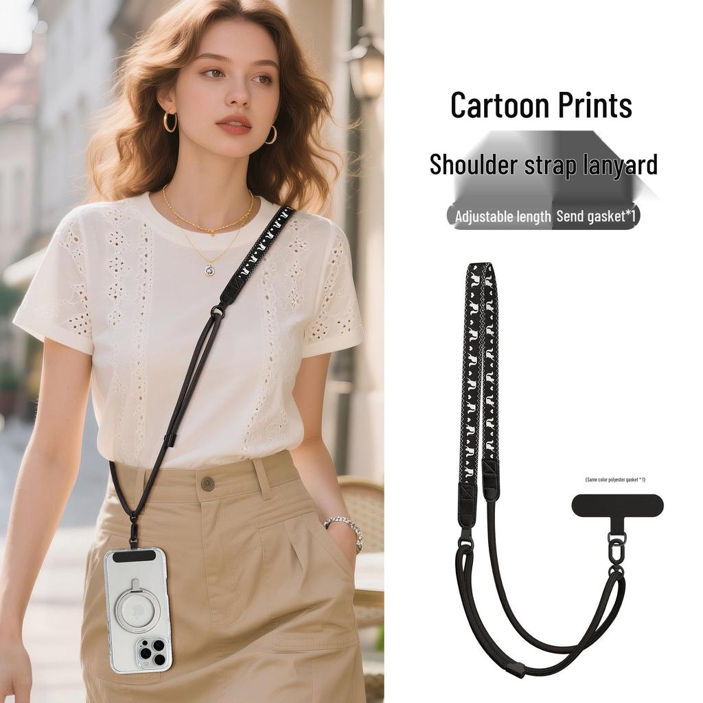 Adjustable Cartoon Phone Lanyard: Crossbody & Neck Strap, Wide, Outdoor Anti-lost Charm