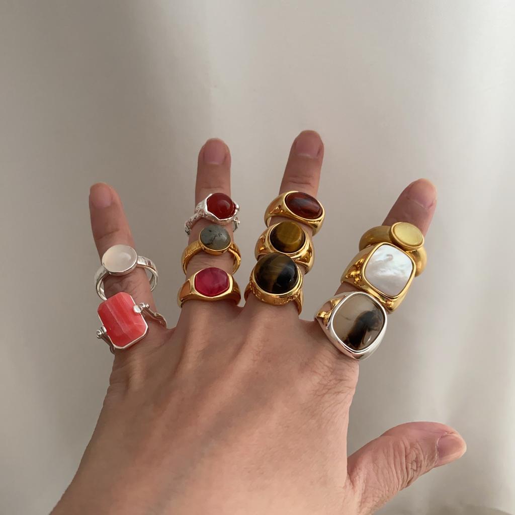 Simple Retro Ring Mori Series Light Luxury Cold Wind Temperament Round Ring High Sense Opening Adjustable