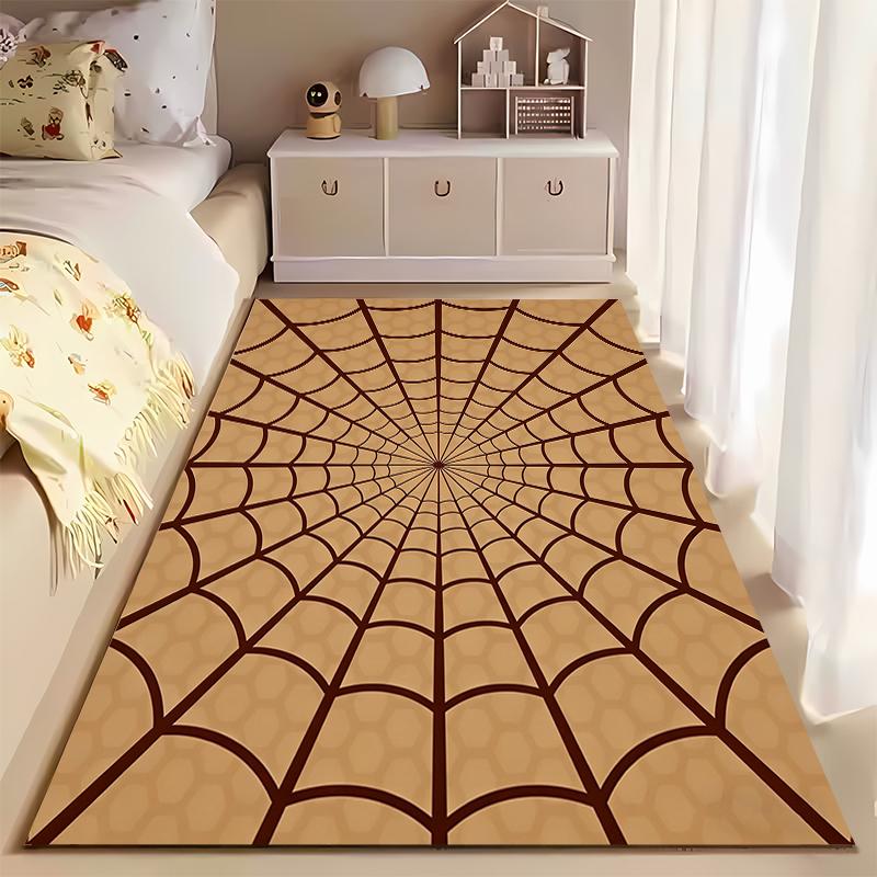 "Brown Spiderweb Pattern Area Rug for Living Room or Bedroom Decor" Suitable for Use As an Anti-slip for Living Room Bedroom Sofas