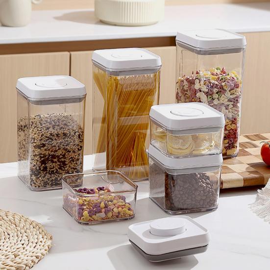 Airtight Food Container with Pop Lid Stackable Kitchen Pantry Organizer One Button Opening Flour Sugar Container for Cereal Rice Flour Pasta Snacks