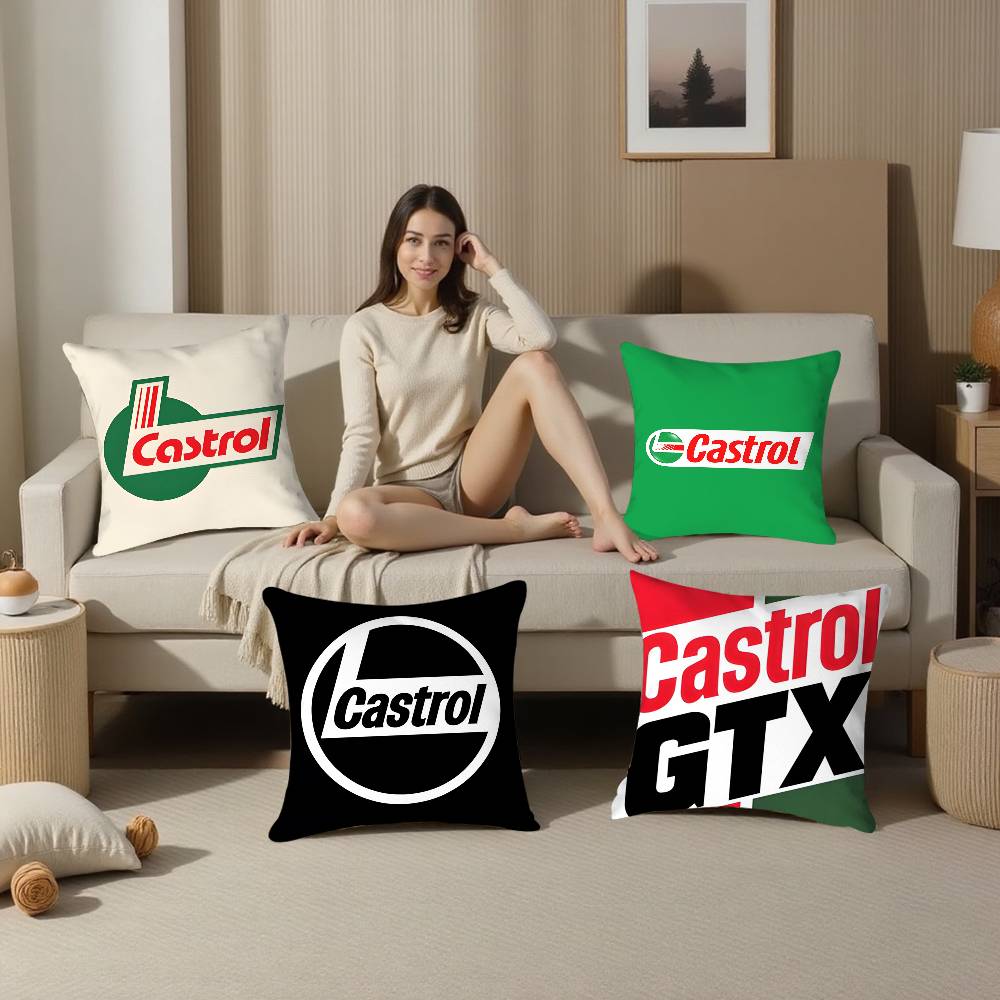 Logo C-Castrol Pillow Case Sofa Living Room Bedroom Double-sided Printing Square Cushion Nap Time Pillow Case