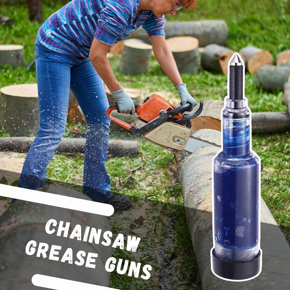 Chainsaw Guide Bar Grease Gun Hand Push Oiler Transparent Lubrication Pen for Chain Saw Nose Plate Maintenance Hand Tools