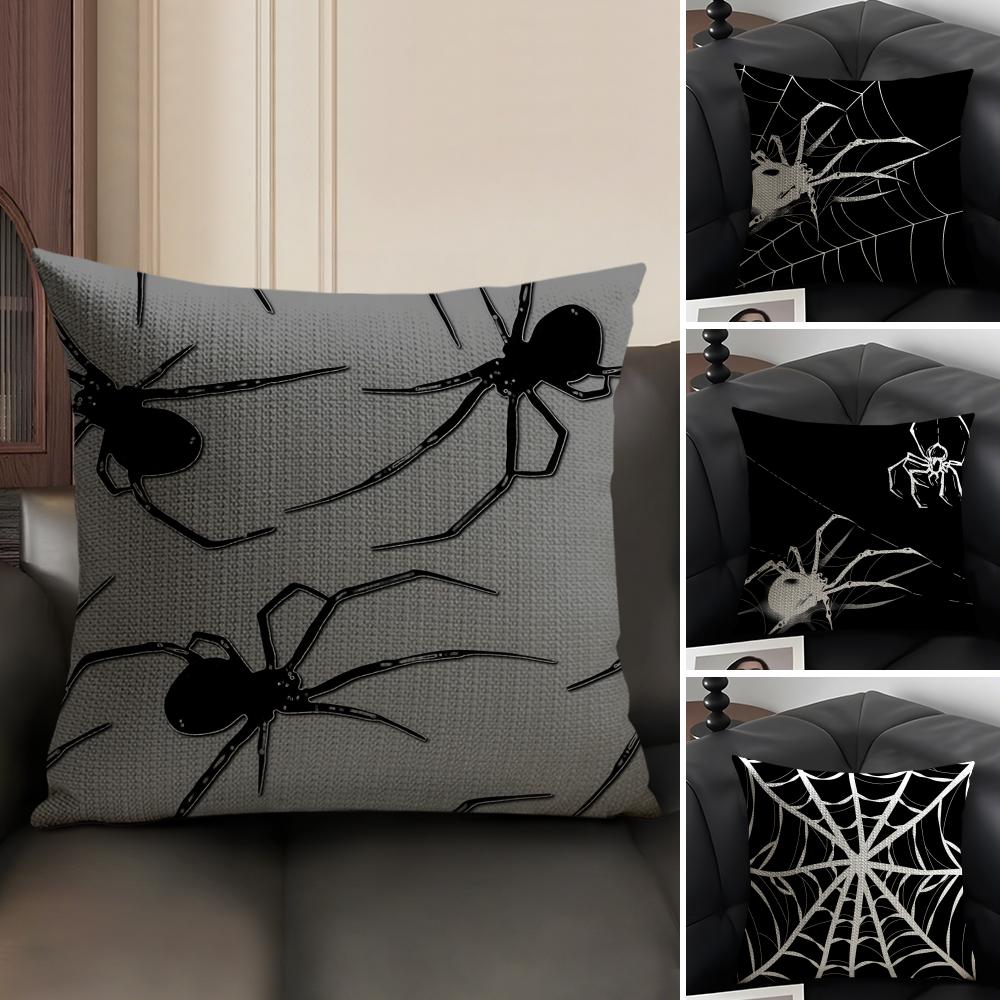Spider Web Cool Cushion Cover Natural Linen Organic Fabric DoubleSided Printing Sofa Home Decor Gift Pillow Case