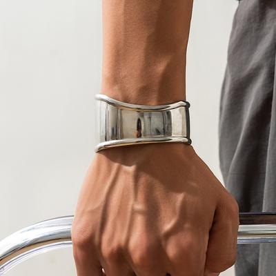 Moda Punk Vintage Hip Hop Bracciale Largo Semplice Oro Rame Colore Bracciale Per Donne Pulseras Braccialetti Bangles Uomo