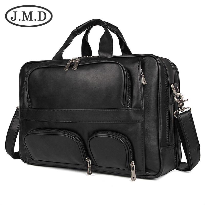 Jiameida Retro Genuine Leather Men's Business Briefcase - Large Capacity Handbag and Laptop Bag