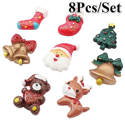 8 pièces Aimant de réfrigérateur de Noël Aimants pour tableau blanc Aimant de réfrigérateur en résine de dessin animé Autocollant Cadeau de faveur