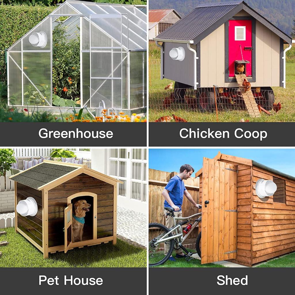 4/6/8 Inch Exhaust Fan Solar Panel Air Suction Fan High Speed Greenhouse or Pet House Air Circulation Ventilation Fan