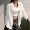 Autumn Temperament Solid Color Shirt Long Sleeve Sun  Shirt for Women