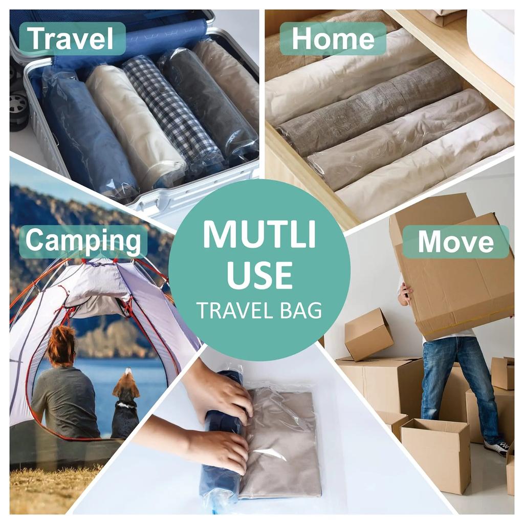 16 Pack Multiple Sizes Vacuum Storage Bags Hand Roll Durable Space Saver Bags For Clothes Clothing Travel Moving Must Have