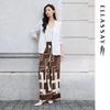 ELLASSAY Women's Geometric Print Silk Wide-Leg Pants