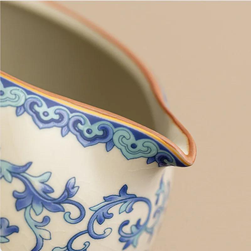 Chinesische Ru-Brennofen Keramik Fair Cup Tee Sieb Handgefertigt Blumen Teetasse Tee-Wasser-Trennung Haushalt Reise Tee-Set Zubehör