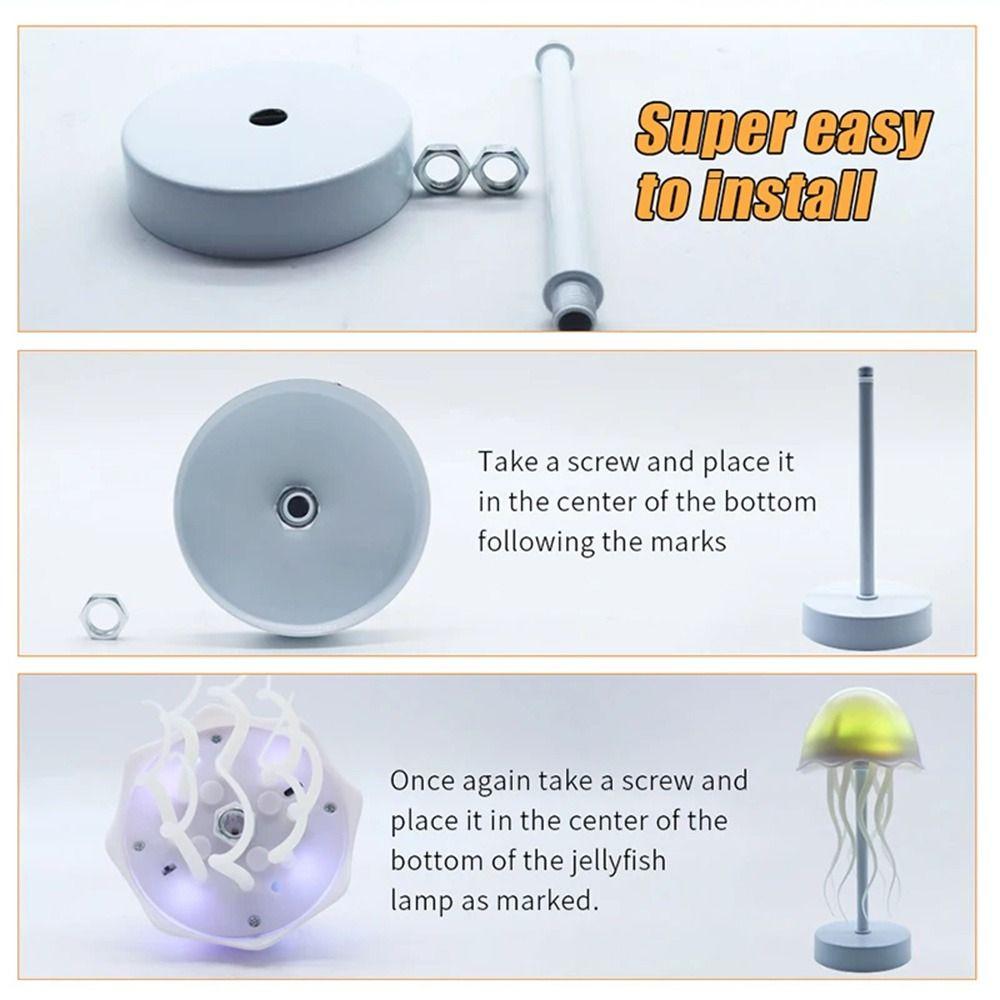 Adjustable 3D Floating Jellyfish Lamp Cartoon Jellyfish Table Lamp  Bedroom Decor