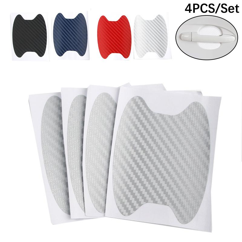 4Pcs/Set Car Door Sticker Carbon Fiber Scratches Resistant Cover Auto Handle Protection Film Exterior Styling Car Accessories