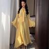 European-American 2025 Summer Chic Bandage French Solid Loose Top & Long Skirt Set