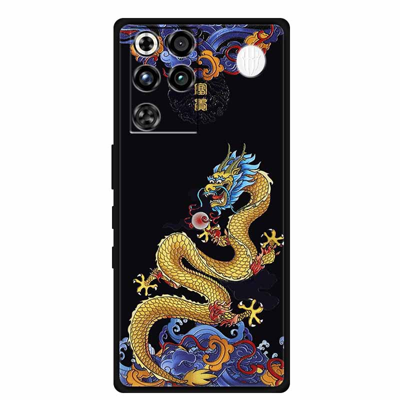 For ZTE Nubia RedMagic 11 Pro 5G Case 3D Emboss Flowers Relief Soft Black Silicone Back Cover For ZTE Nubia RedMagic 11Pro Funda