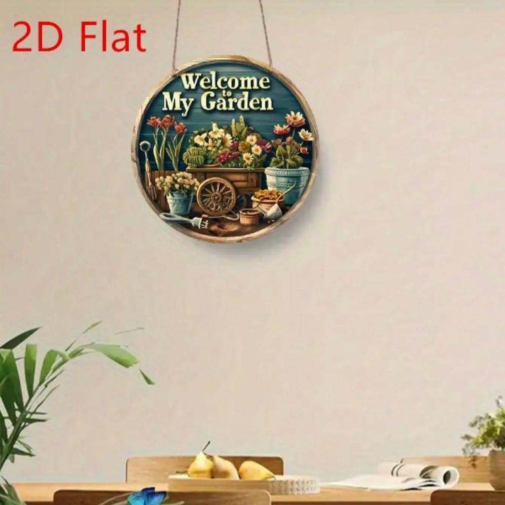 1pcs rural style "Welcome to My Garden" wooden wall art logo, suitable for home kitchens, gardens, and offices