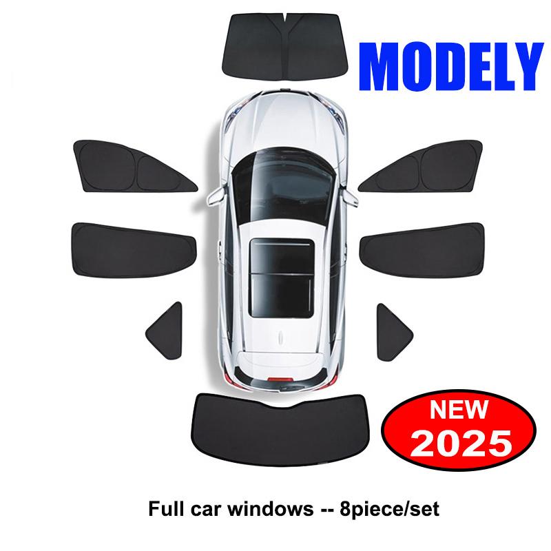Sun Shade for Tesla Model Y Juniper 2025-2020 Car Windshield Sunshade Cover Front Side Window Privacy Blind Shading for Camping