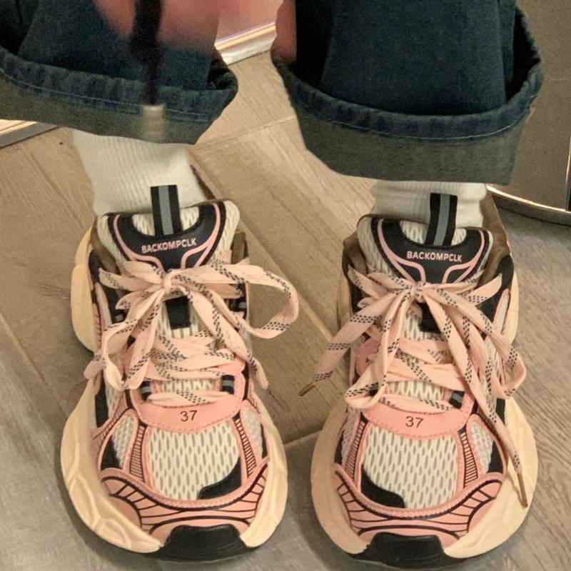 Women's Thick-soled Shoes Lace-up Vulcanized Women's Shoes Summer New Breathable Casual Sports Shoes