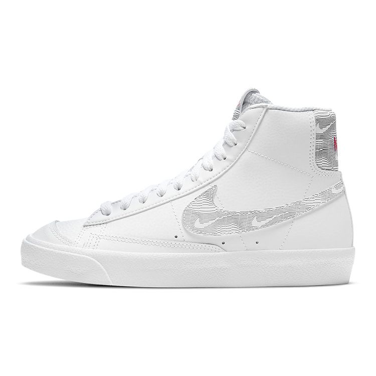 Nike Blazer Mid 77 GS White Logo Print Kids Sneakers University-Red Black DJ4624-100