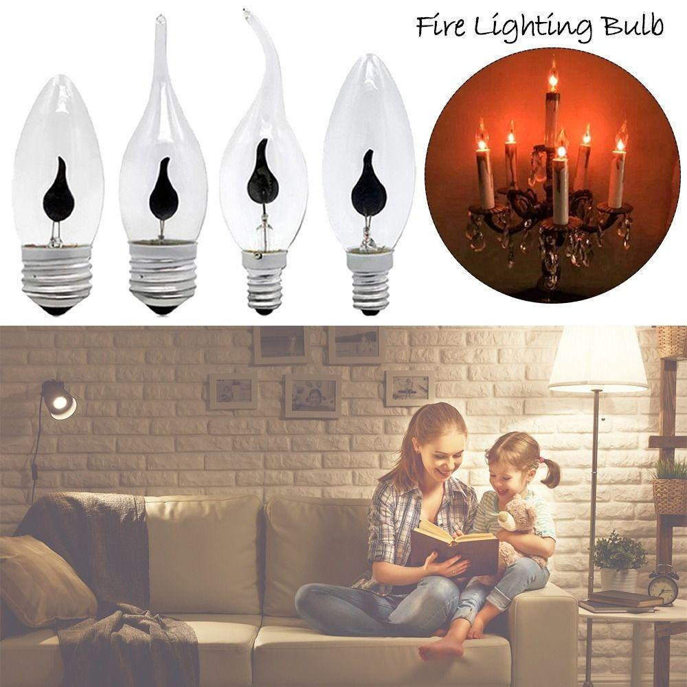 LED Flame Tip Design LED Flame Bulb Filament Style Nature Fire Effect Flickering Light Bulb Vintage Filament Bulb Bar Decor