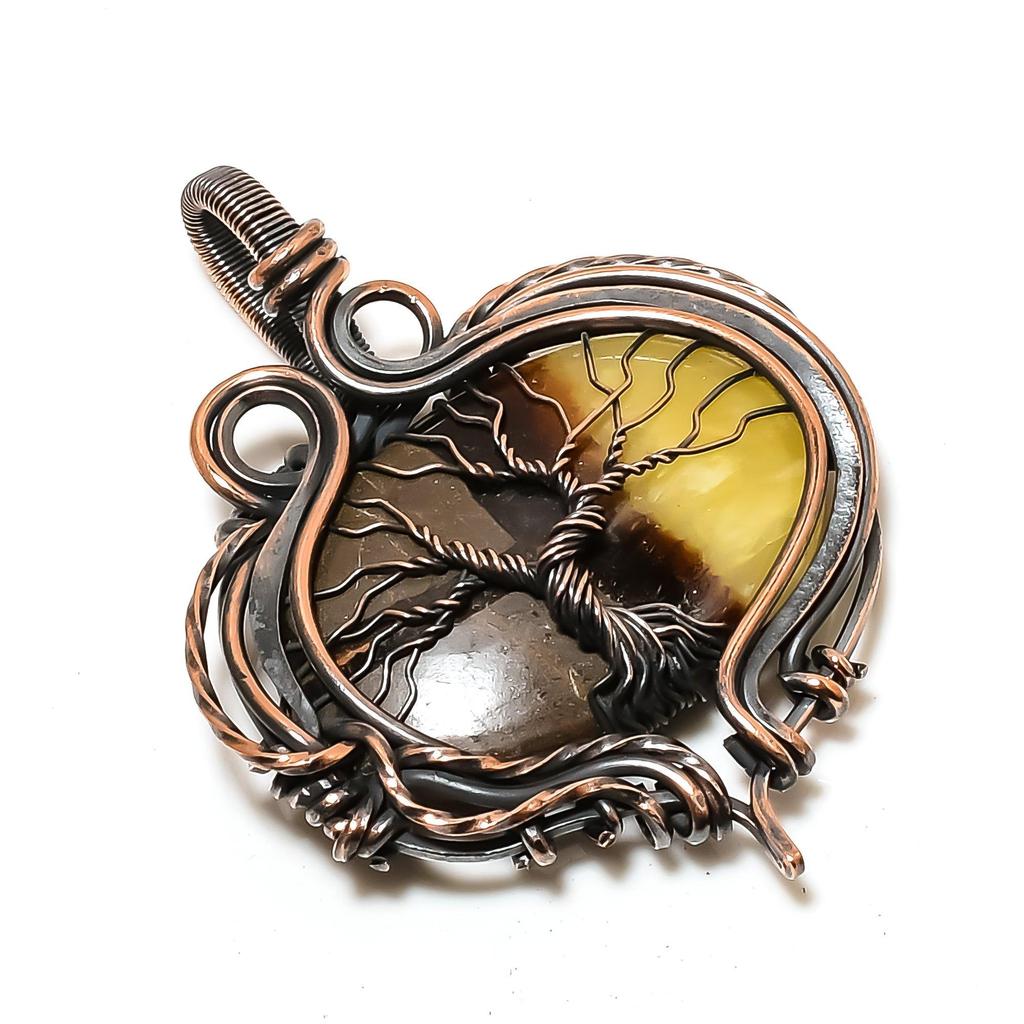Septarian 999 Copper Wire Wrapped Pendant, Handmade Gemstone Tree Of Life Pendant Jewelry, Gifts For Wife Brand New Pendant