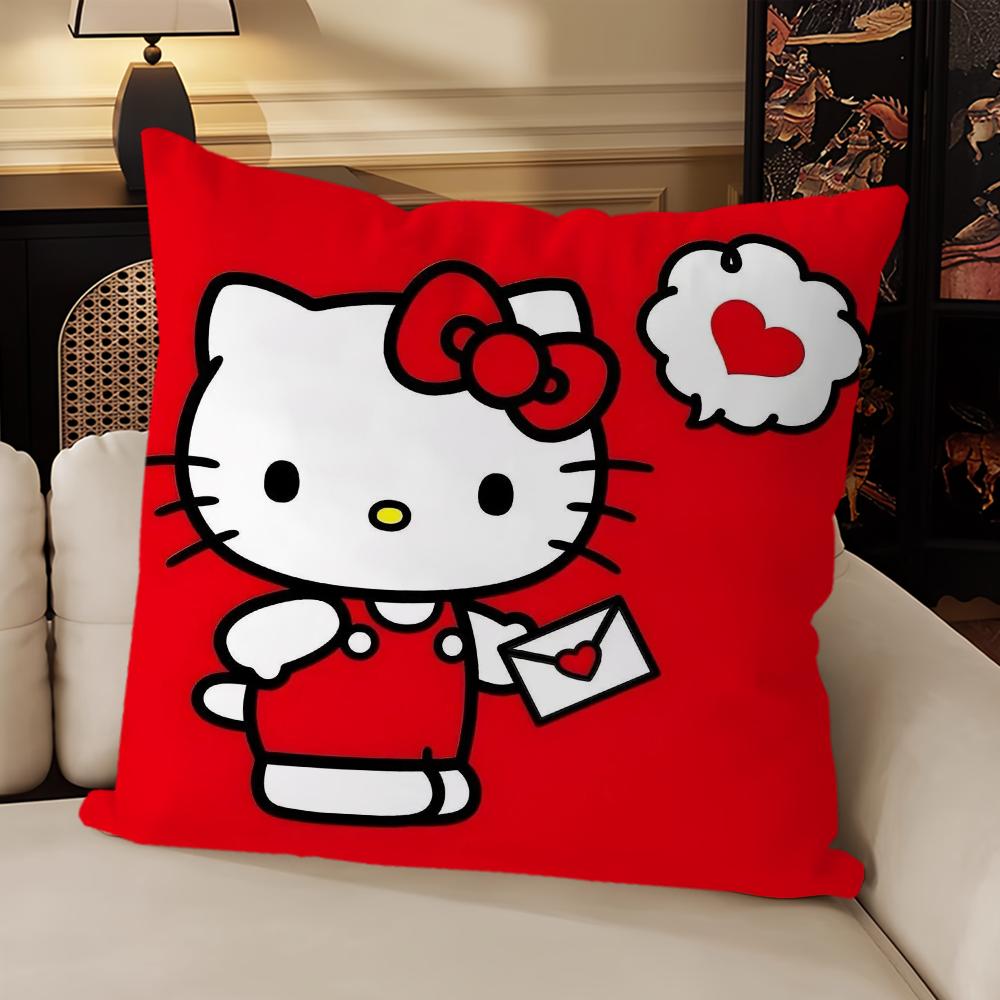 H-Hello K-Kittys Cute Pillow Case Sofa Living Room Bedroom Headboard Backrest Cushion Square Cushion Nap Time