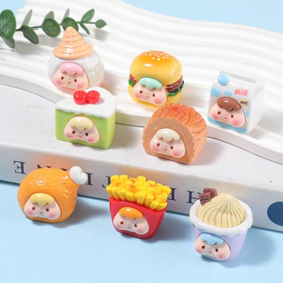 Yousheng 8 Pcs Mini Resin Cartoon Food Figures Miniature Dessert Cake Milk Fairy Garden Ornament for Dollhouse Kitchen Scene Accessories Micro