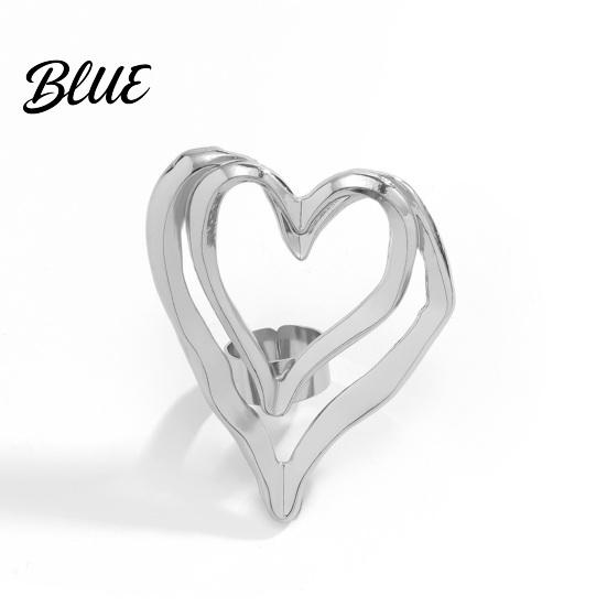 Lady Heart Ring Big Love Double-layered Exaggerated Style Hollow Shape