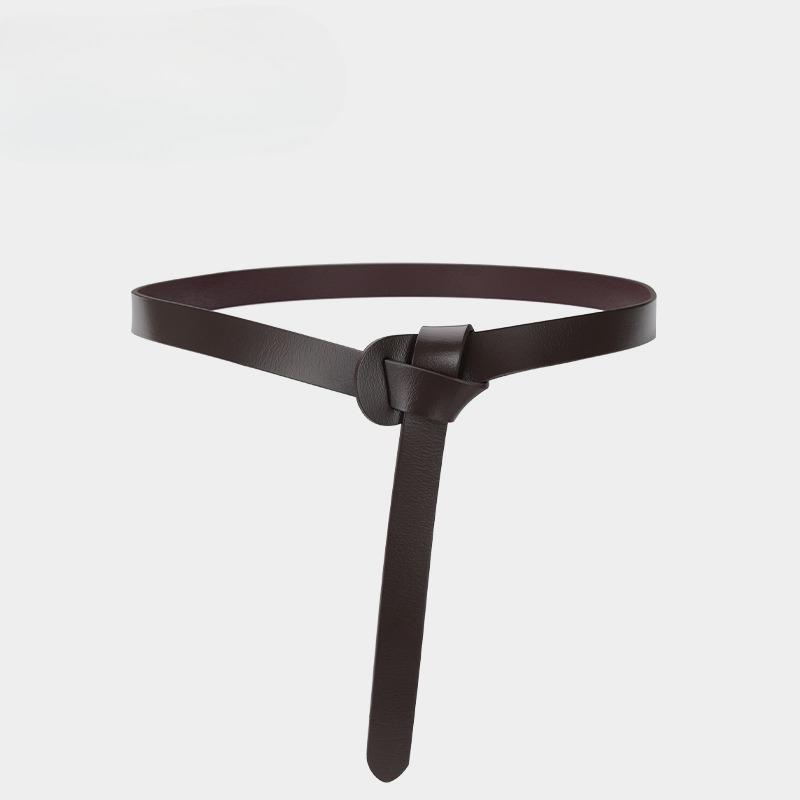 Cowhide Belt for Women Fashion Versatile Small Suit Decoration Windbreaker Sweater Knotted Women Genuine Leather Belt