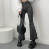 FiveFive Women Vintage Black Denim Flare Pants Streetwear High Waist Slim Mom Trouser Harajuku Y2K Pants