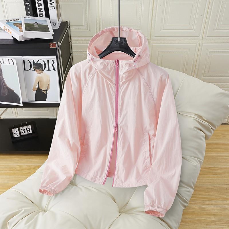 Womens UPF 50 Quick-Dry Outdoor Jacket With Hood Breathable Windproof Sun Protection Hiking Camping Cycling