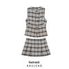 2025 Spring Women's European & American Plaid Sleeveless Vest & Pantskirt Set