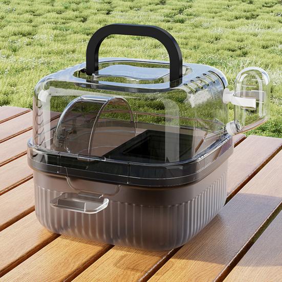 Hamster Cage with Transparent Upper Cover Matte Bottom Design Dual Use Indoor Outdoor Cooling Feature Pet House
