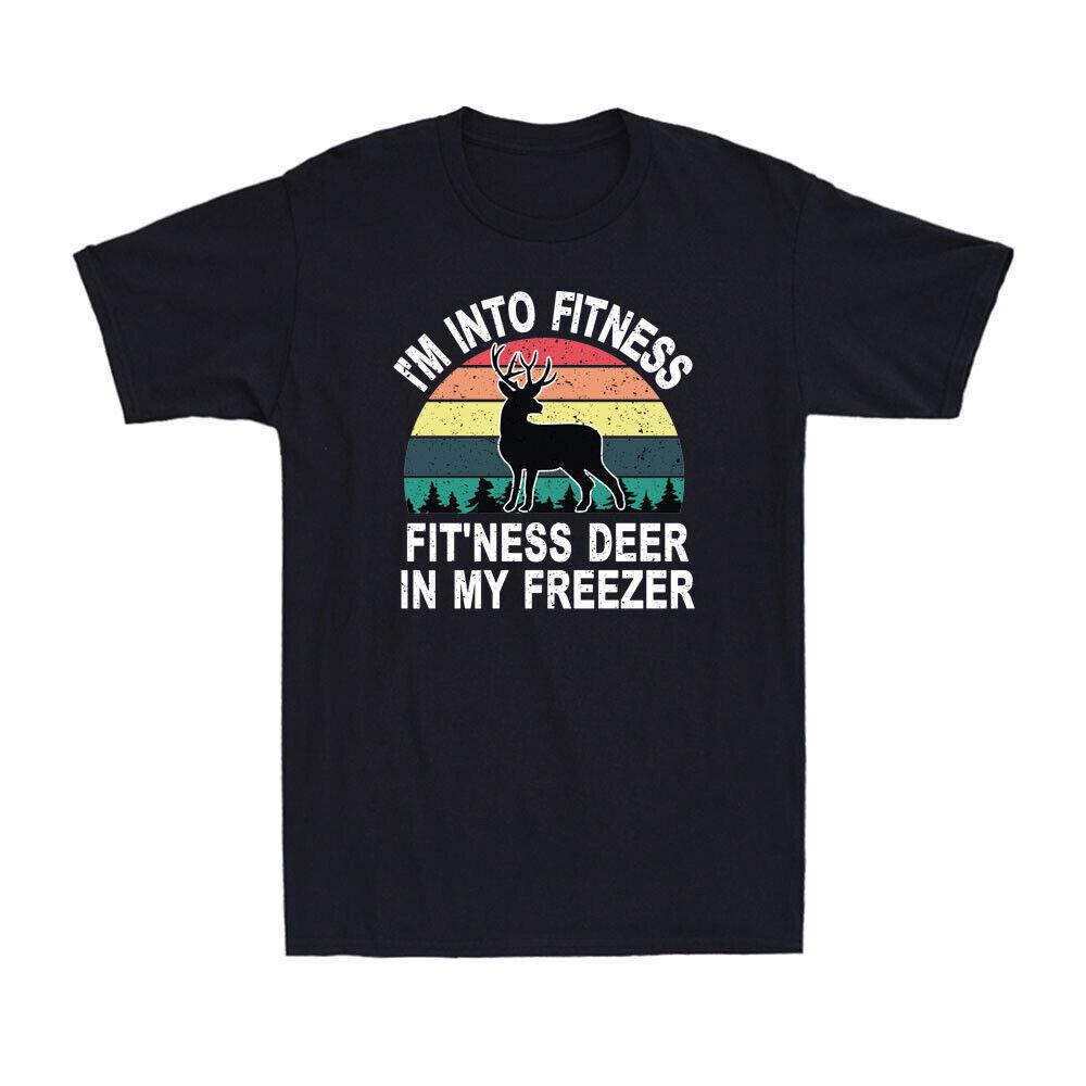 I m Into Fitness Fit ness Deer In My Freezer Funny Hunting Retro Men s T-Shirt Unisex T-Shirt XL