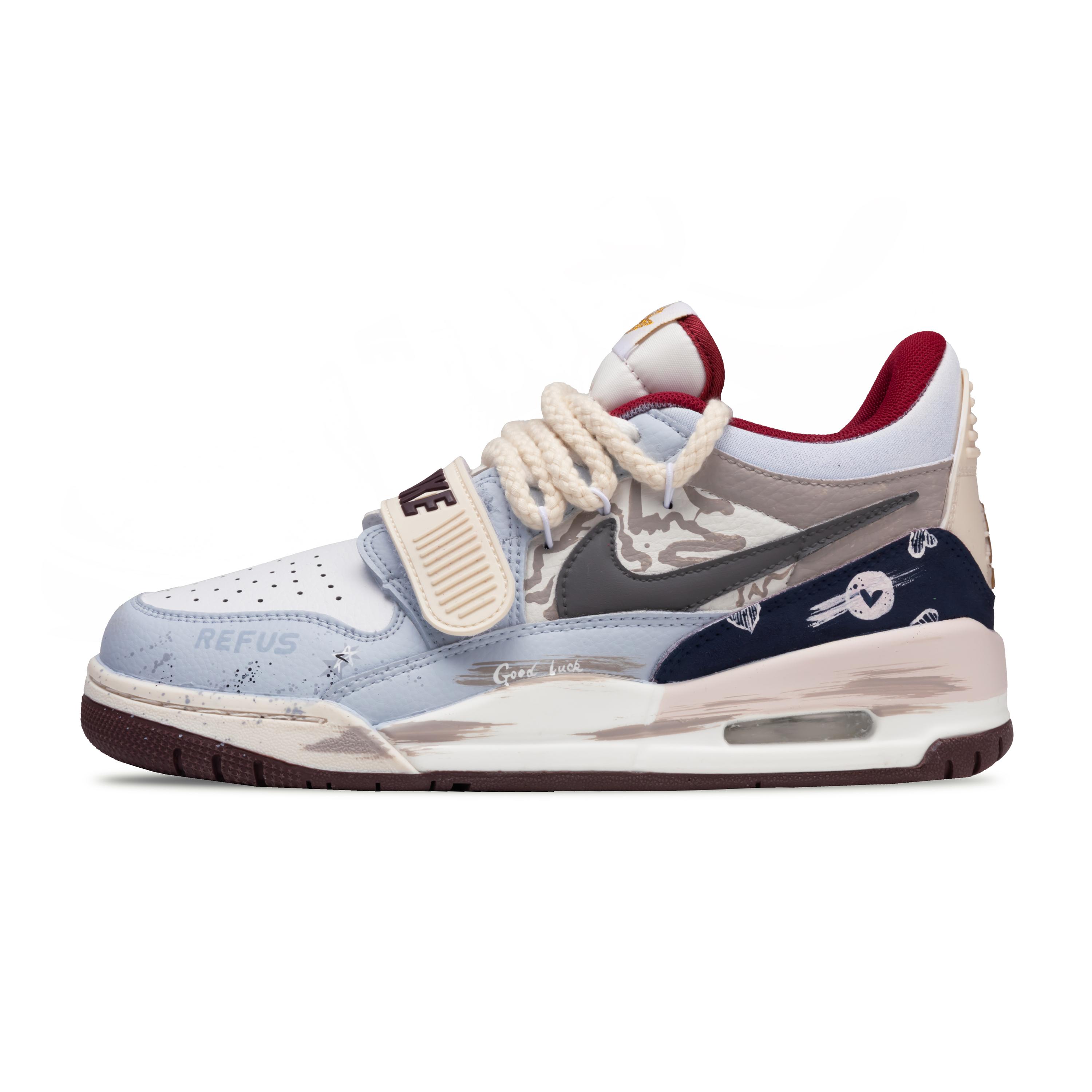 

Jordan Legacy 312 Raspberry Synthetic Leather Abrasion Resistant Low top Vintage Basketball Shoes Men s Red Blue IB4712-161(Team1068-) 44