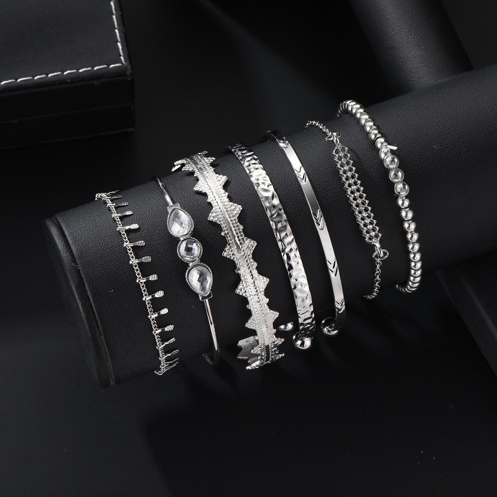 Accessories Women'S Bracelet 6-Piece Irregular Metal Couple Bracelet Set