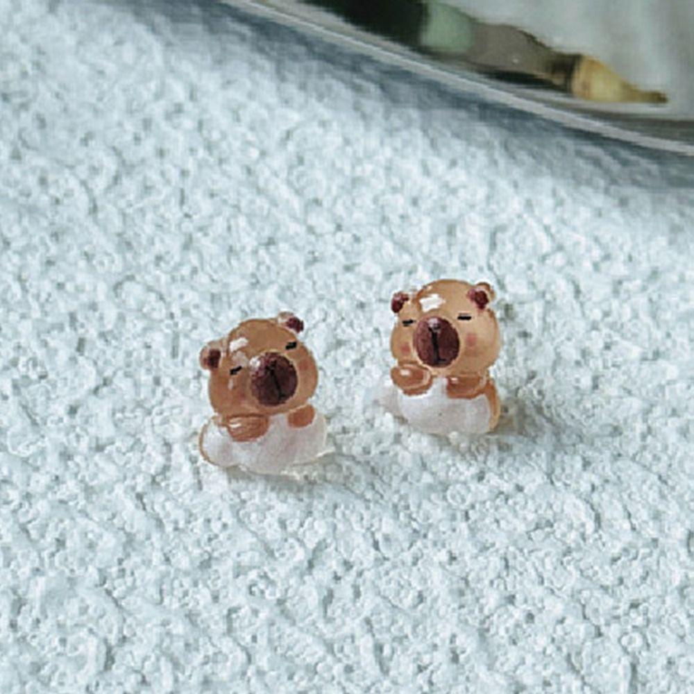 Cartoon Mini Ear Studs Transparent Capybara Stud Earring Retro Carnival