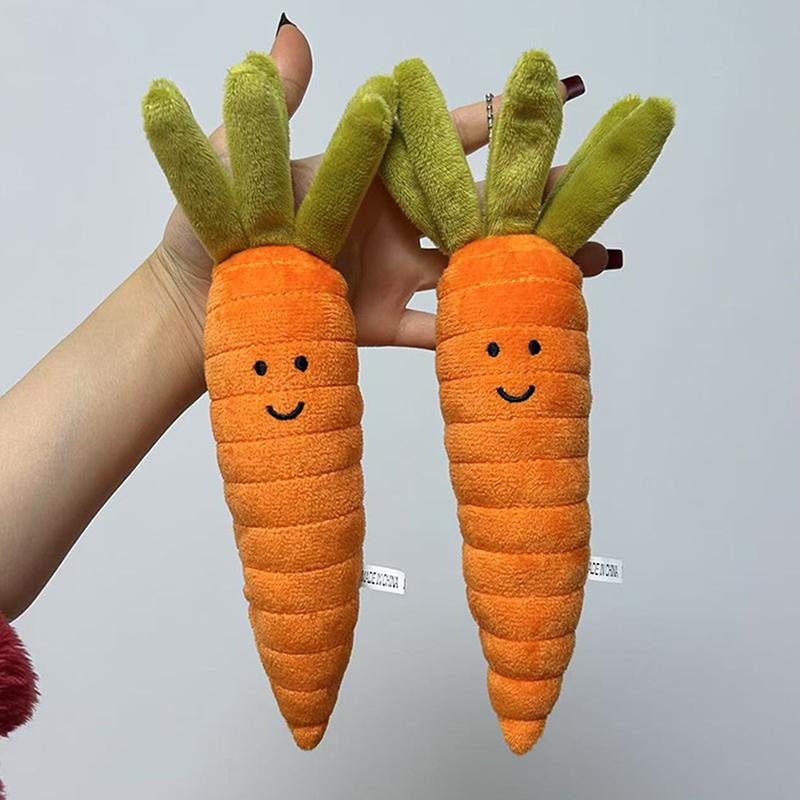 Fun Carrot Plush Toy Keychain Cartoon Vegetable Soft Stuffed Doll Pendant Car Key Ring Backpack Bag Decor Kid Gift