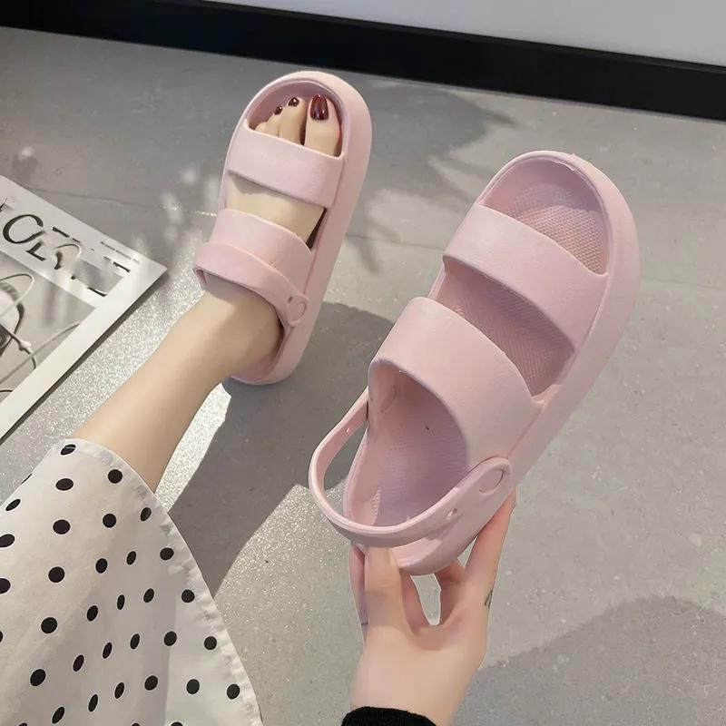 Kluzké pantofle Dámské Letní Venkovní Sandály Domácí Koupelnové Protiskluzové Sandály a Pantofle s Podrážkou z Houbovitého Koláče Venkovní Plážová Obuv