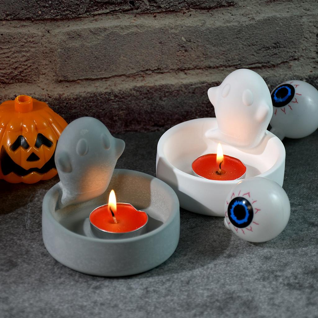 Floating Ghost Candle Holder Silicone Mold, 3D Epoxy Resin Plaster Candle Holder Mold Halloween DIY Art Gifts Home Accessories