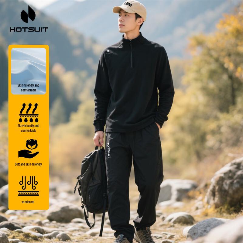 HOTSUIT Men s Stand-Collar Half-Zip Hiking Top & Casual Pants Set 3XL