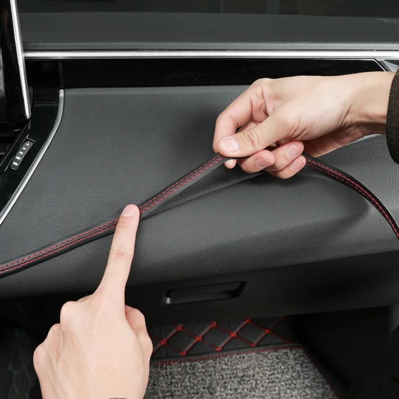 Universal Car Mouldings Trim Pu Leather Braid Decorative Line Strip For Door Dashboard Sticker Car Interior DIY Strips New Style