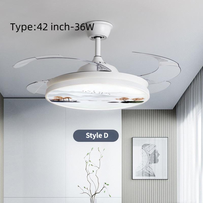 36W/48W Bedroom Invisible Silent Fan Light Simple Ceiling Fan Lamps With Remote Control Household Intelligent Integrated Ceiling Fan With Light