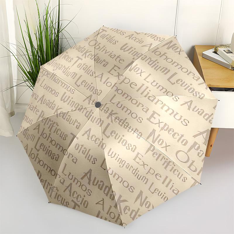 1pc Harry Potter Spells Circular Print Umbrella with Plastic Handle,Cartoon Pattern,Suitable for All Seasons Multi-functional Umbrella524