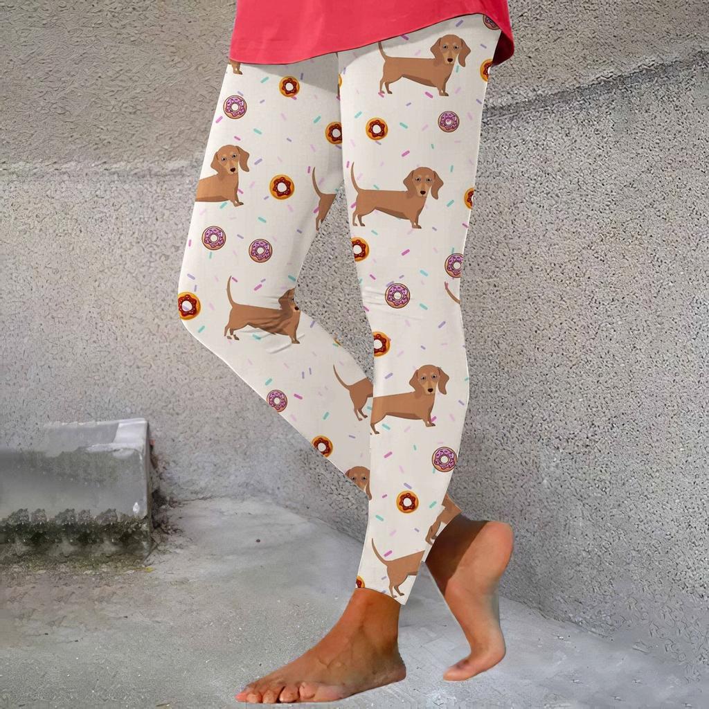 Women's High Waist Yoga Leggings Slim Fit Streetwear Cat Digital Print Stretch Fitness Workout Pants